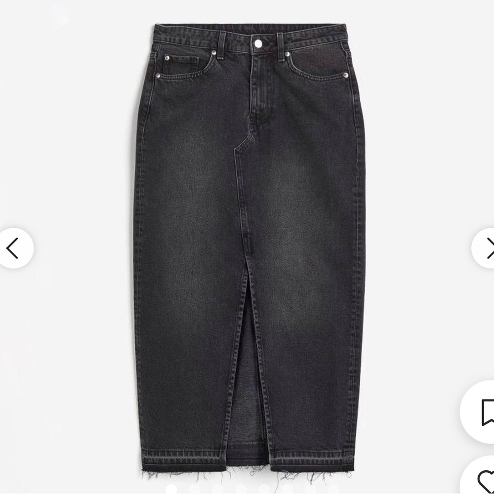 H&M Black Denim Midi Skirt